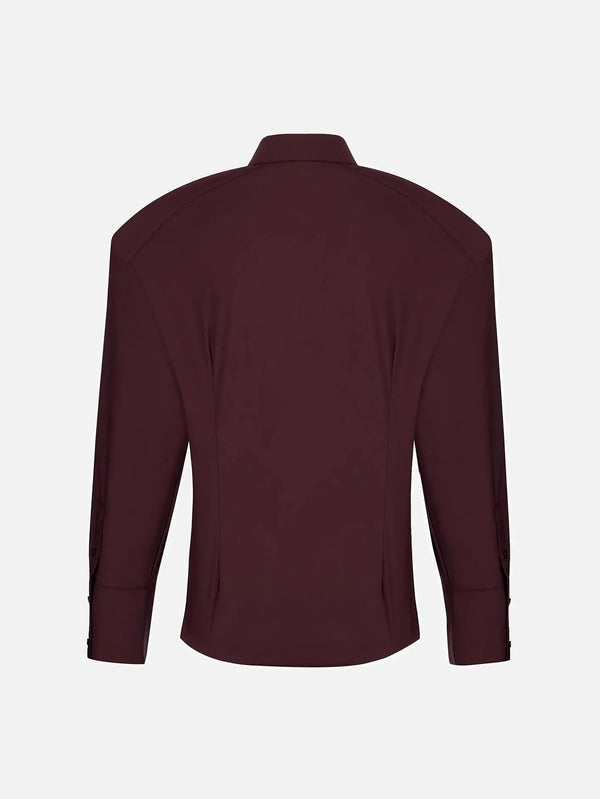EX DE RUE Padded Pleated Bordoeux Shirt – bordoeux, arka görünüm