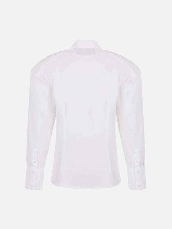 EX DE RUE Padded Pleated Classic Shirt – beyaz, arka görünüm