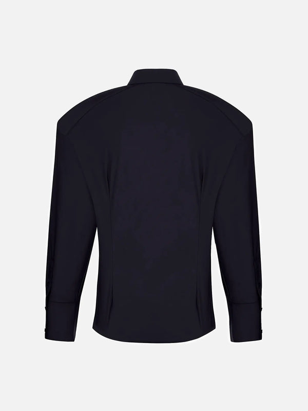 EX DE RUE Padded Pleated Merlot Shirt – Merlot, arkadan görünüm