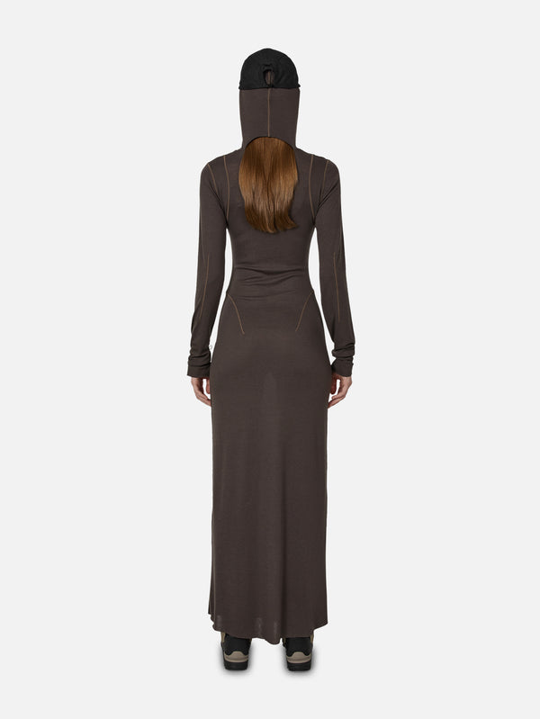 Themba Sheer Hooded Dress - Anthracite