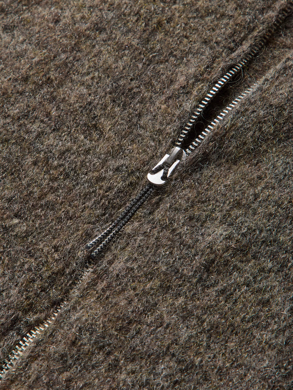 Tasna Mohair Zip Up Sweater - Dark Taupe