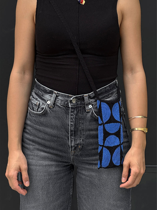 OHM HANDMADE, Circus Telefon Çantası - Siyah Saks, TELEFON ÇANTASI, shopi go'da!