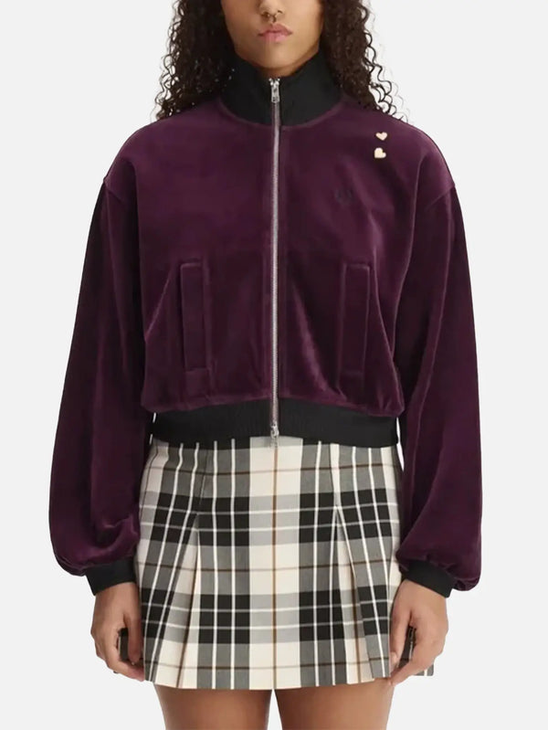 FRED PERRY Velour Track Jacket - Plum – Plum, önden görünüm