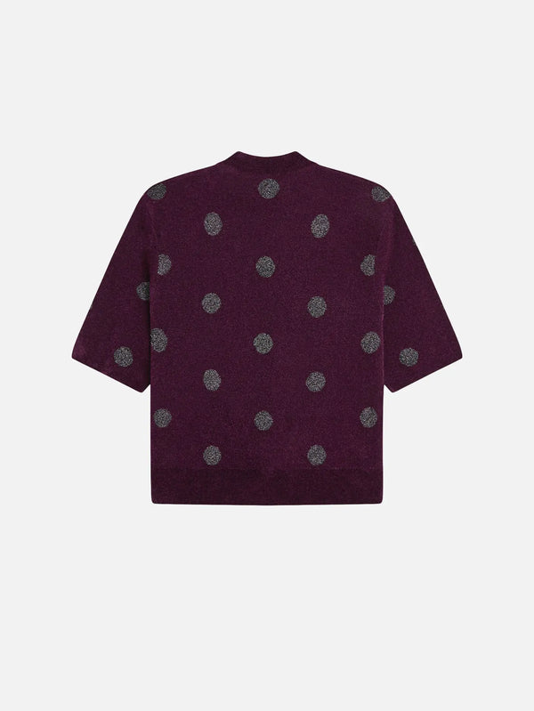 FRED PERRY Polka Dot Knitted Top – Plum, arka görünüm