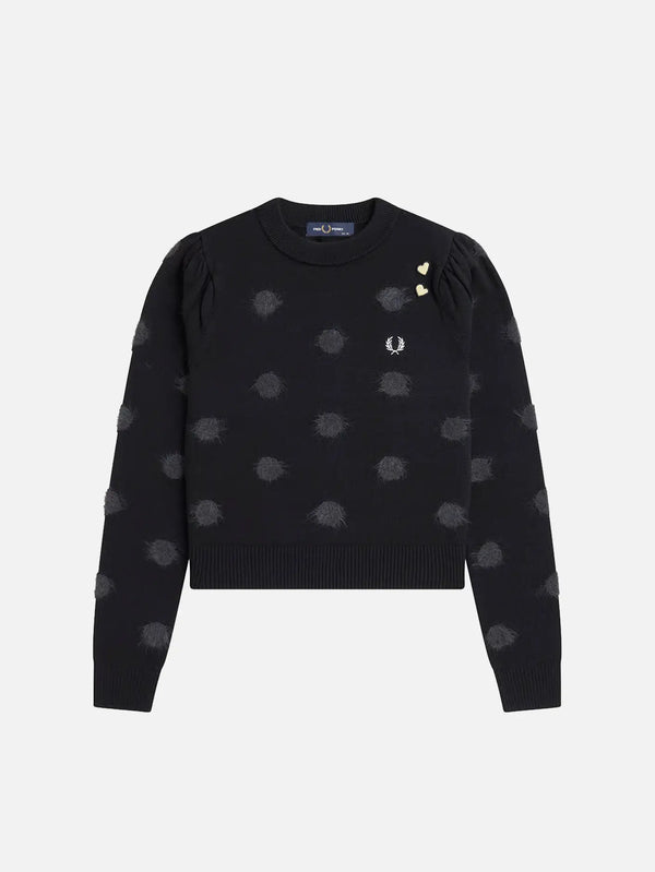 FRED PERRY Polka Dot Jumper - Black – siyah, öne görünüm