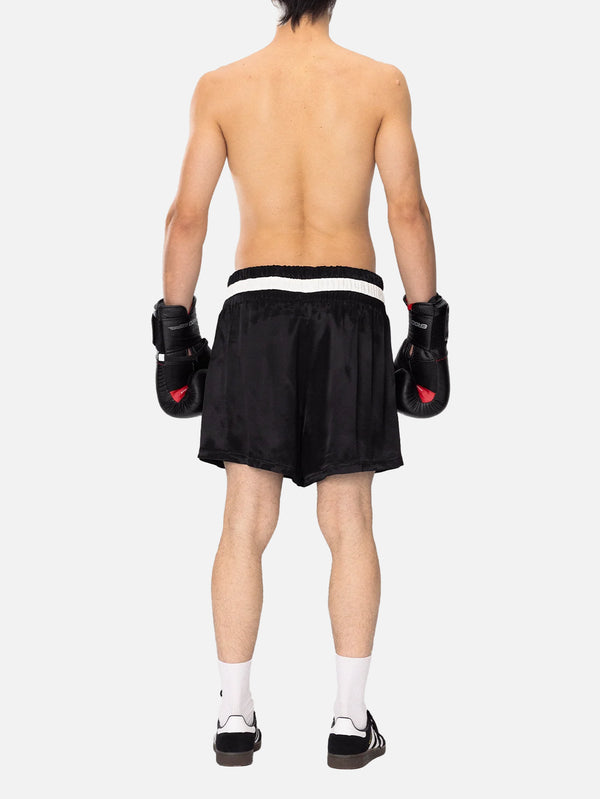 SOON TO BE ANNOUNCED, STBA Black Satin Boxing Shorts, ŞORT, shopi go'da!