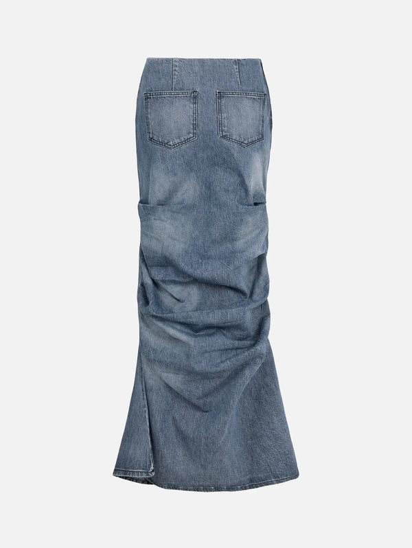 EX DE RUE Sculp Skirt II – mavi denim, arka görünüm