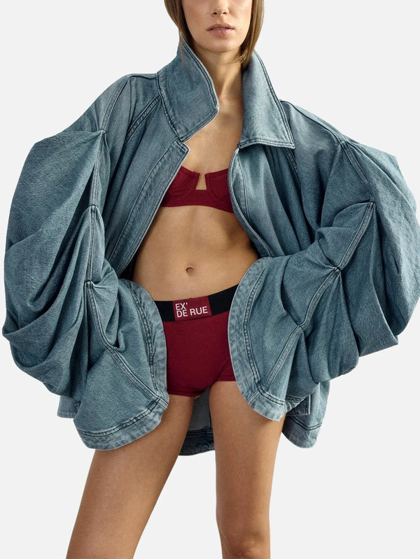 EX DE RUE Sculpt Denim Jacket I – açık mavi, önden görünüm