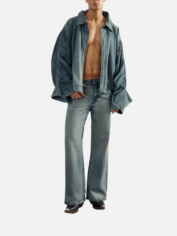 EX DE RUE Sculpt Denim Jacket II – açık mavi denim, önden görünüm