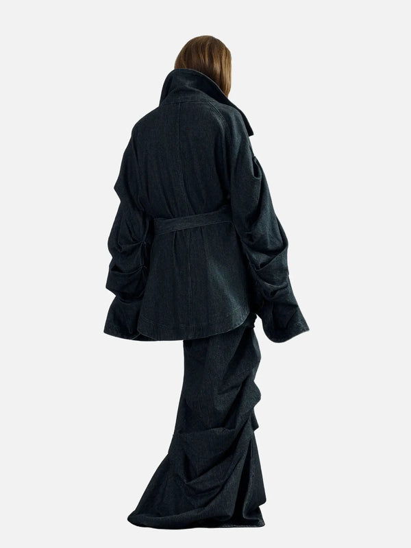 EX DE RUE Sculpt Denim Jacket III – siyah denim, arka görünüm