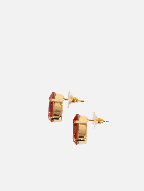 NES VINTAGE Swarovski Sunset Pink & Orange Cushion Cut Crystal Stud Vintage Setting Earrings – Sunset Pink & Orange, ön görünüm