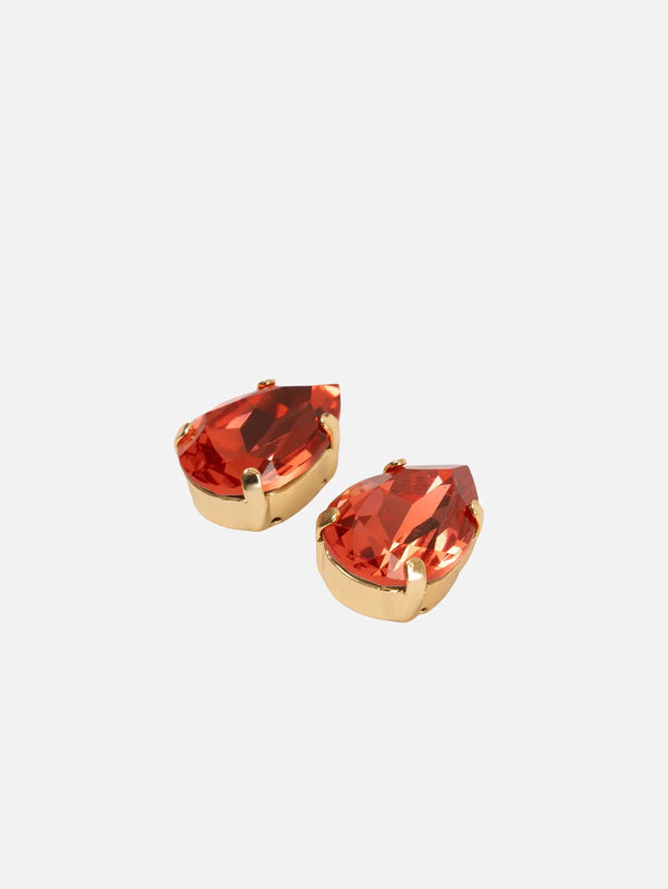 NES VINTAGE Swarovski Sunset Pink & Orange Cushion Cut Crystal Stud Vintage Setting Earrings – Sunset Pink & Orange, yakın çekim