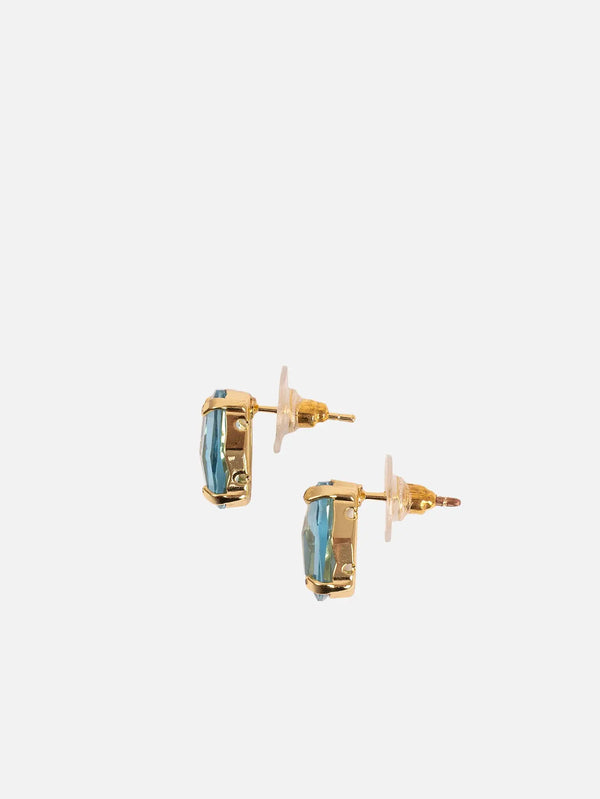 NES VINTAGE Swarovski Crystal Aqua Marine Blue Cushion Cut Crystal Stud Earrings – Aqua Marine Blue, yan görünüm