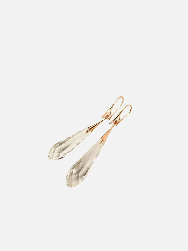 NES VINTAGE Swarovski Clear Crystal Teardrop Drop Earrings – Rose Gold Tone, iki adet küpe, yakın çekim