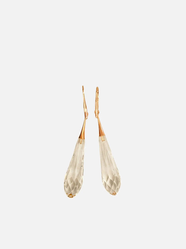 NES VINTAGE Swarovski Clear Crystal Teardrop Drop Earrings – Rose Gold Tone, önden görünüm