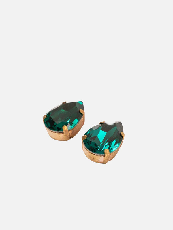 NES VINTAGE Swarovski Duck Green Drop Crystal Stud Vintage Setting Earrings – Duck Green, önden görünüm