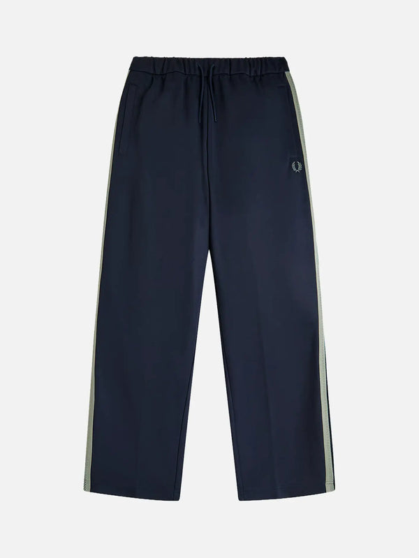 Fred Perry Two Tone Mesh Tape Track Pant - Navy – Navy, ön görünüm, yan şerit ve logolu detay