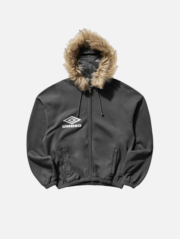 Fur Masked Hoodie - Dark Grey