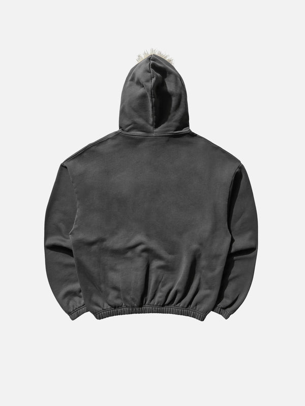 Fur Masked Hoodie - Dark Grey