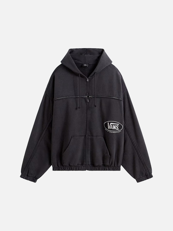 A.O.D. T Zipped Hoodie - Washed Black