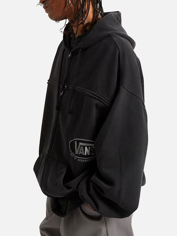 A.O.D. T Zipped Hoodie - Washed Black