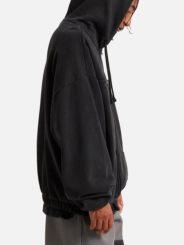 A.O.D. T Zipped Hoodie - Washed Black