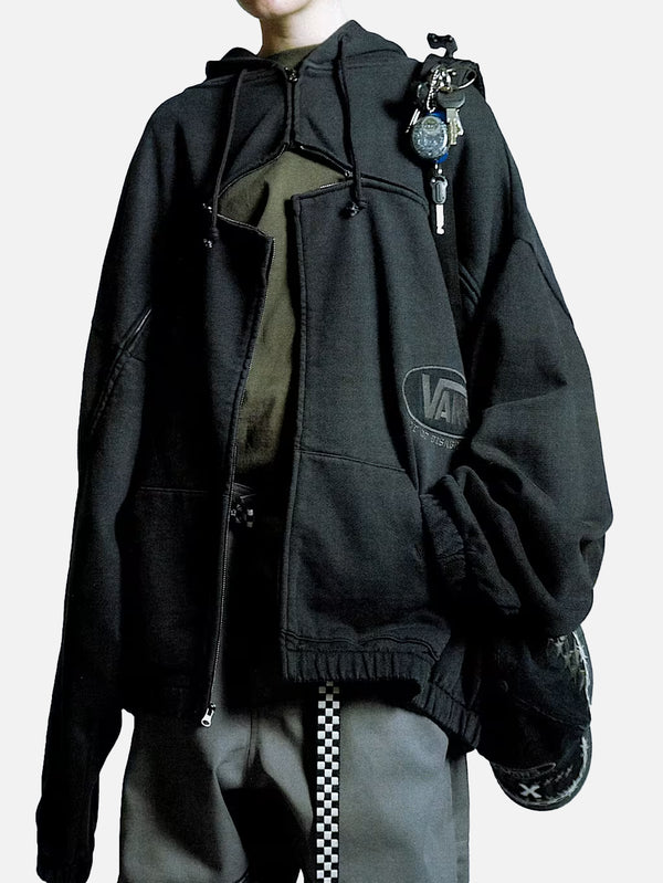 A.O.D. T Zipped Hoodie - Washed Black