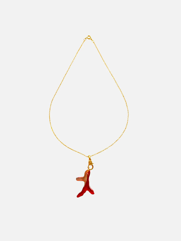 NES VINTAGE Vintage Designer House Chain Necklace – amber, altın zincir, ön görünüm