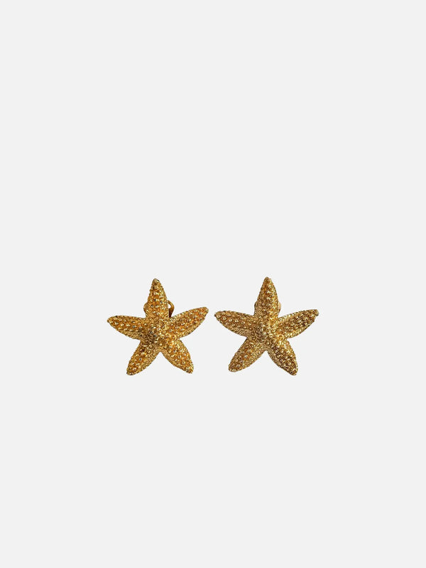 NES VINTAGE Vintage Textured Gold Tone Starfish Earrings – Gold Tone, 2 adet, ön görünüm