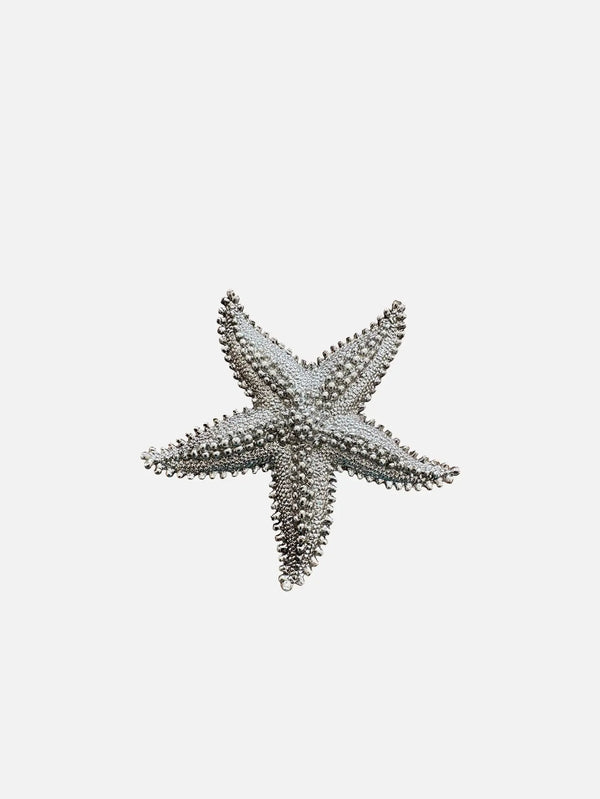 NES VINTAGE Vintage Textured Star Brooch - 1980’s – gümüş, önden görünüm