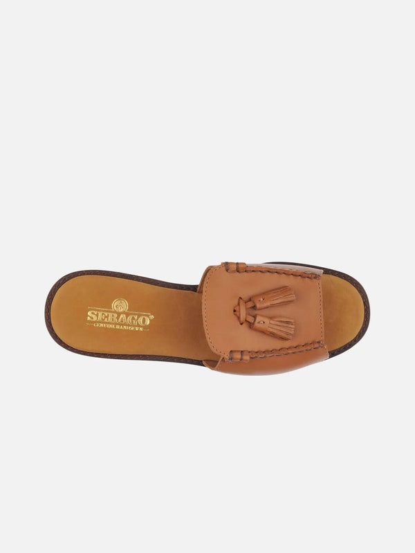 SEBAGO Will Slide Pop W - Tan – tan, üstten görünüm, püsküllü bant detayı