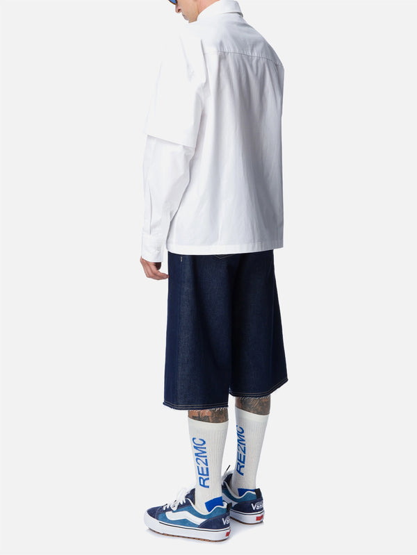 RE2MC, Uzun Çift Kollu Gömlek - Beyaz, GÖMLEK, shopi go'da!