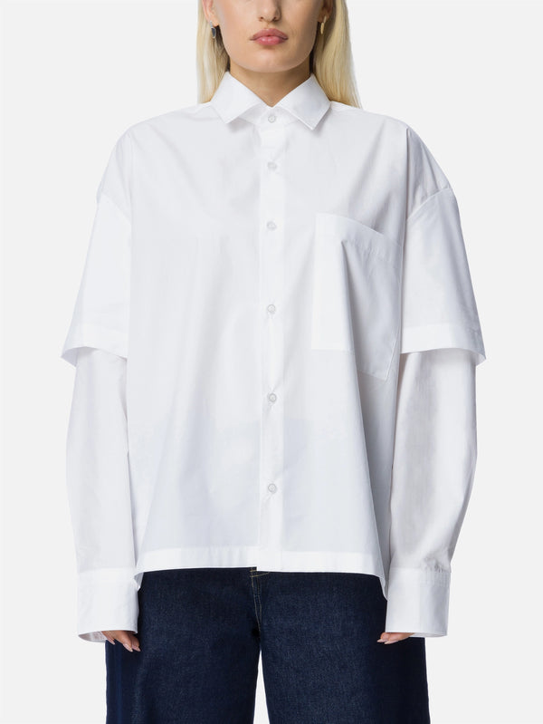 RE2MC, Uzun Çift Kollu Gömlek - Beyaz, GÖMLEK, shopi go'da!