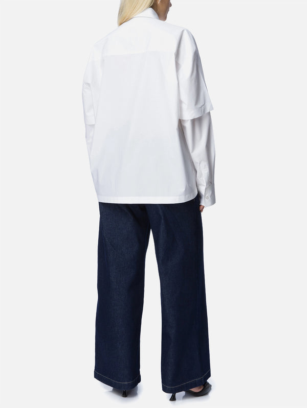 RE2MC, Uzun Çift Kollu Gömlek - Beyaz, GÖMLEK, shopi go'da!