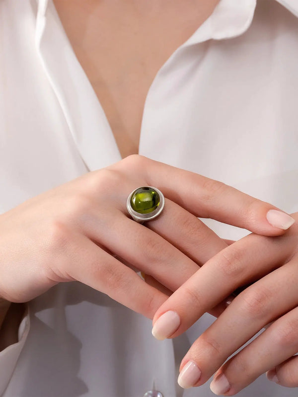 ECE LONDON Aurea Terra Ring - Silver – Silver, önden görünüm