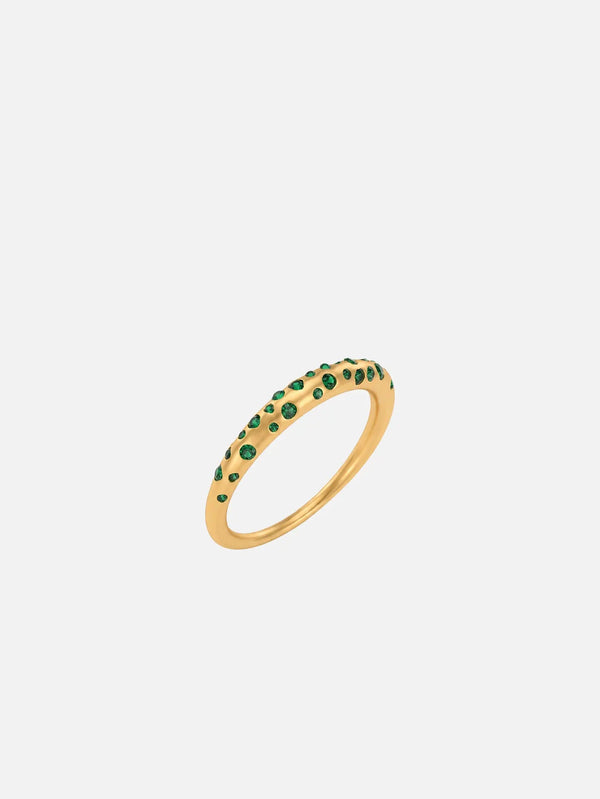 ECE LONDON Aurea Orbis Ring – Gold/Green, yandan görünüm