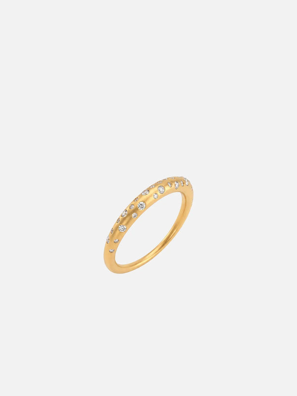 ECE LONDON Aurea Orbis Ring – Gold/White, yakın çekim, pavé taşlı yüzey
