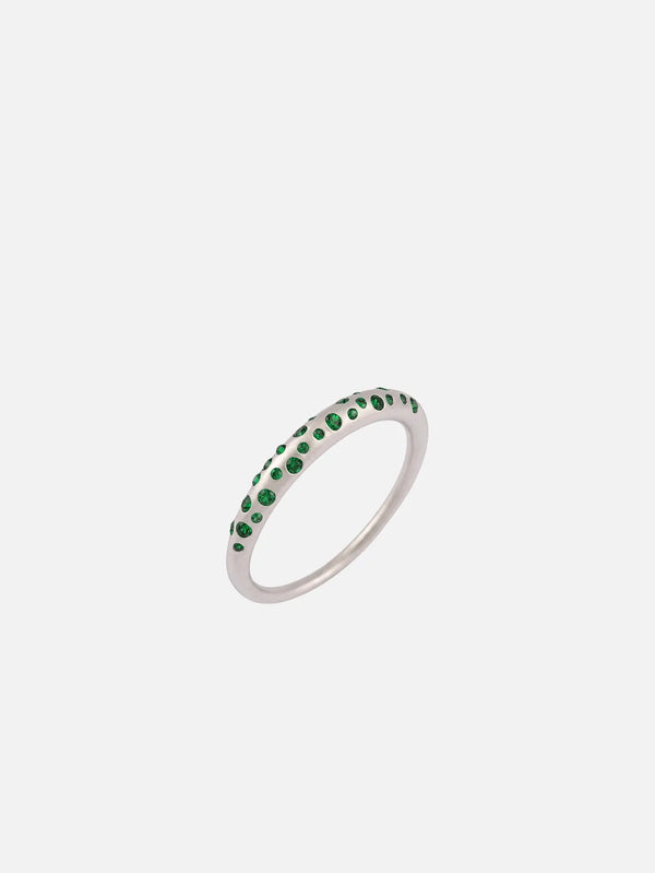 ECE LONDON Aurea Orbis Ring – gümüş/yeşil, yan profil