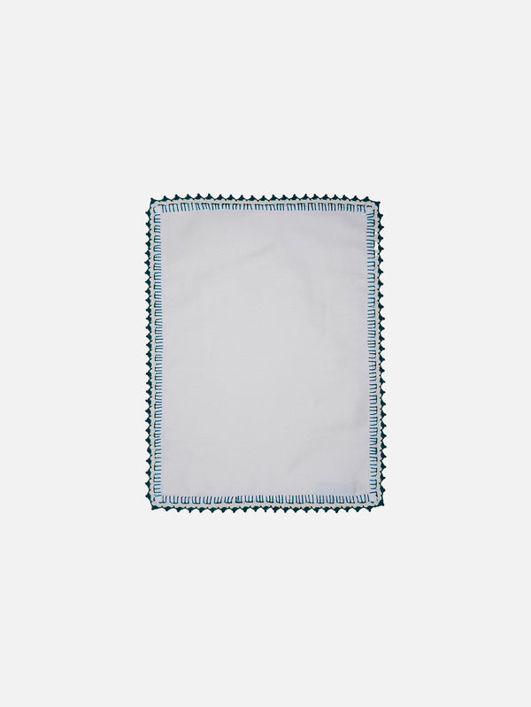 OHM HANDMADE, Amerikan Servis 4'Lü Set - Beyaz Yeşil, AMERİKAN SERVİS, shopi go'da!