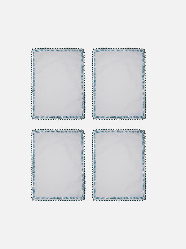 OHM HANDMADE, Amerikan Servis 4'Lü Set - Beyaz Yeşil, AMERİKAN SERVİS, shopi go'da!