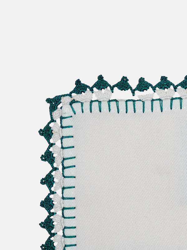 OHM HANDMADE, Bardak Altliği 4'Lü Set - Beyaz Yeşil, BARDAK ALTLIĞI, shopi go'da!