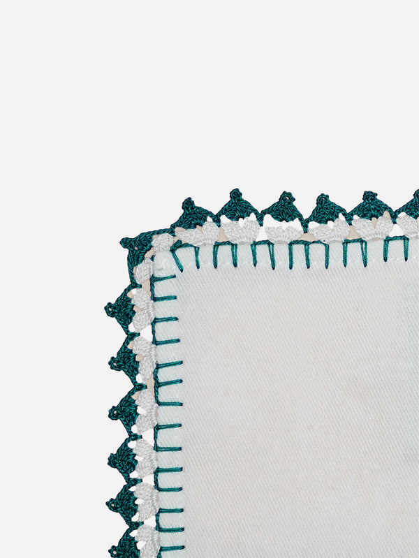 OHM HANDMADE, Amerikan Servis 4'Lü Set - Beyaz Yeşil, AMERİKAN SERVİS, shopi go'da!