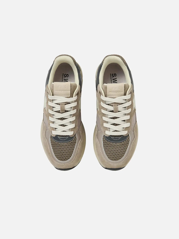 STEPNEY WORKERS CLUB Amiel S-Strike Suede Mix Beige – Beige, üstten görünüm, çift ayakkabı