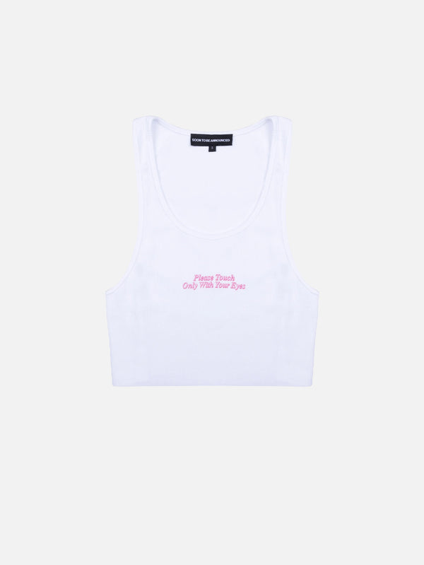 Your Eyes Only Crop Tank Top - White