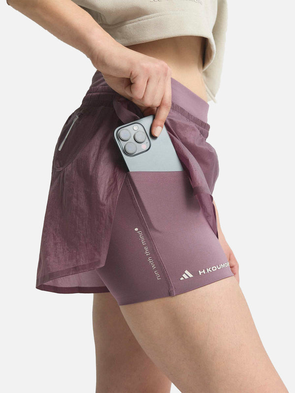 ADIDAS ORIGINALS - ŞORT - Adi365 H.Koumori Running 2-In-1 Shorts - Shadow Fig - shopi go'da!.