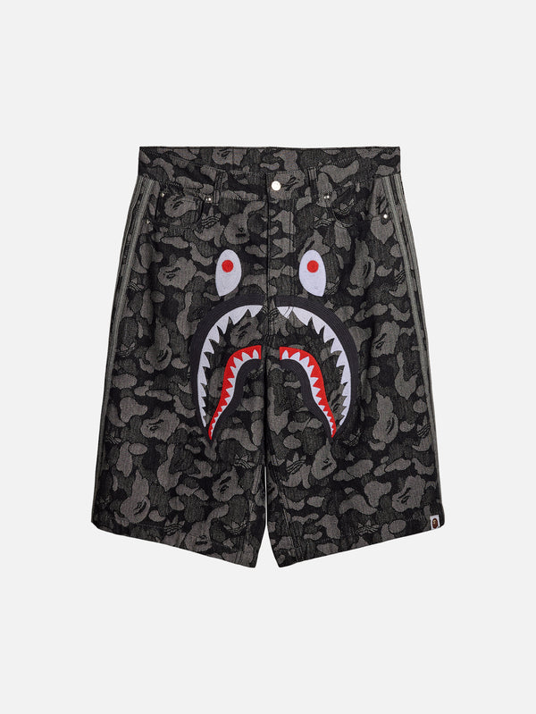 ADIDAS ORIGINALS - ŞORT - BAPE x adidas Shark Denim Jorts - Black - shopi go'da!.