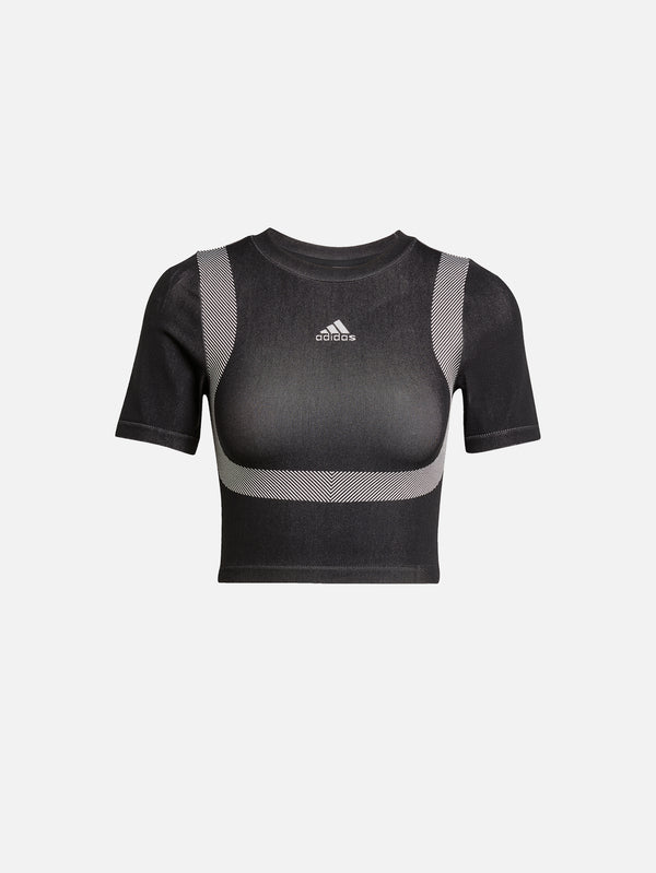 ADIDAS ORIGINALS - T-SHIRT - Seamless Techfit Baby Tee - Black/White - shopi go'da!.