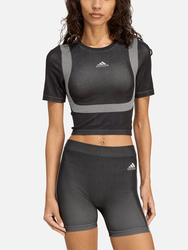 ADIDAS ORIGINALS - T-SHIRT - Seamless Techfit Baby Tee - Black/White - shopi go'da!.