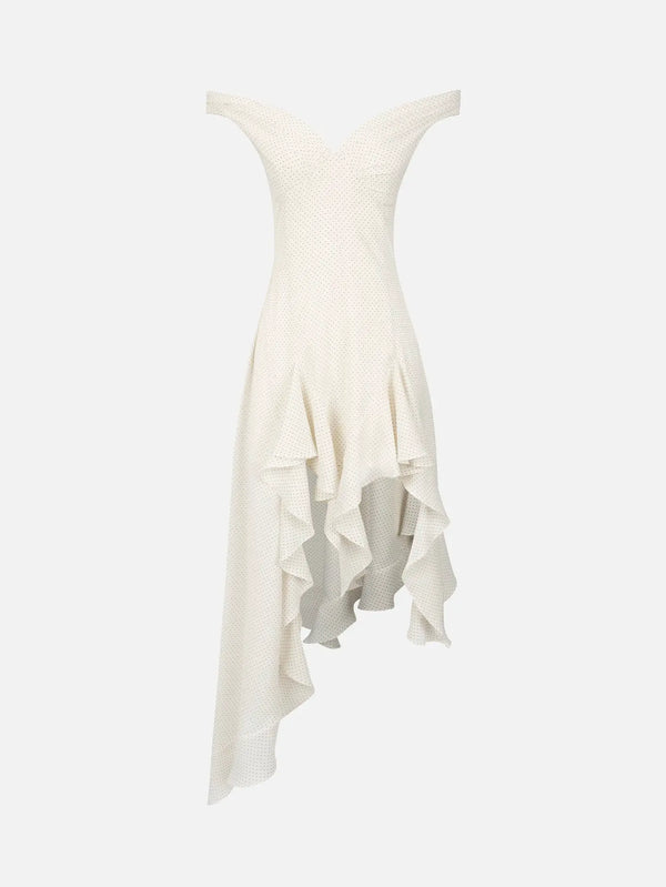 MI MAGIC LOVE Adore White Polka Dot Dress – beyaz, önden görünüm