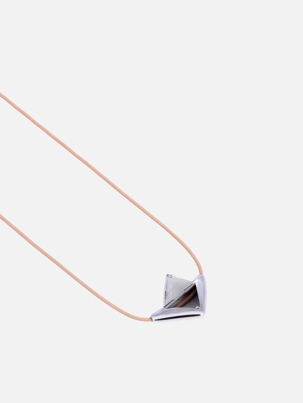 ATELIER ZIGGY - KOLYE - Muska Pendant/Beige Leather/Shiny - shopi go'da!.